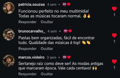 Print de comentários de compradores em rede social