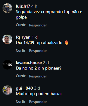 Print de comentários de compradores em rede social